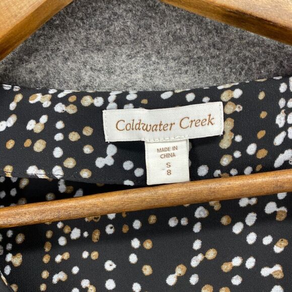 5/$45 Coldwater Creek Blouse Women S Small Black Striped Long Sleeve Round Neck - Picture 5 of 9